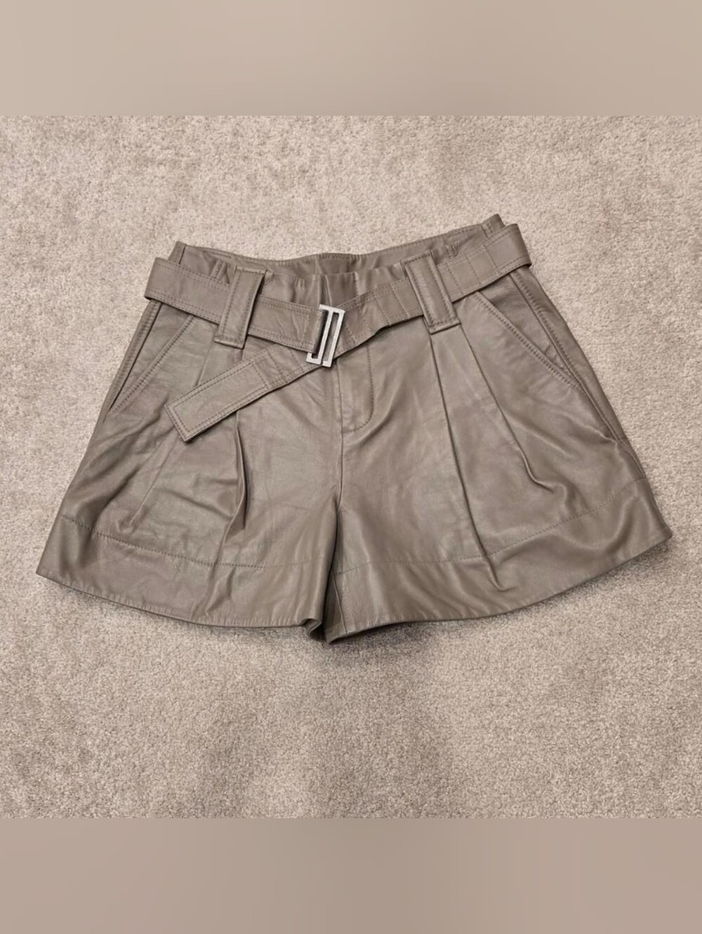 GANNI Lamb Leather Belted Short